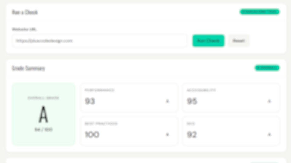 Page Speed Grade Card